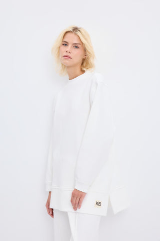 Oversize Side Slit Sweatshirt Ecru
