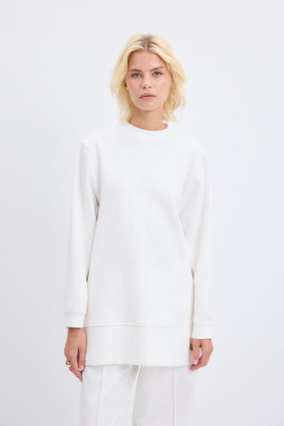 Oversize Side Slit Sweatshirt Ecru