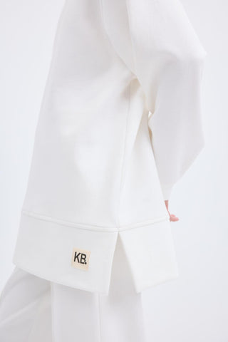 Oversize Side Slit Sweatshirt Ecru