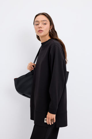 Oversize Side Slit Sweatshirt Black