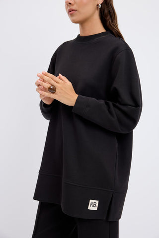 Oversize Side Slit Sweatshirt Black