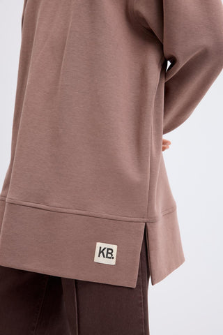 Oversize Side Slit Sweatshirt Dusty Brown