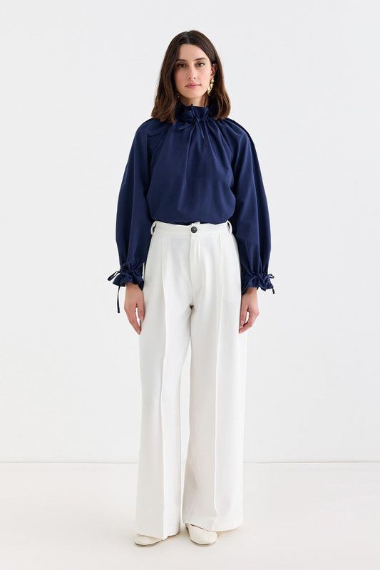 Palazzo Wide Leg Trousers Ecru