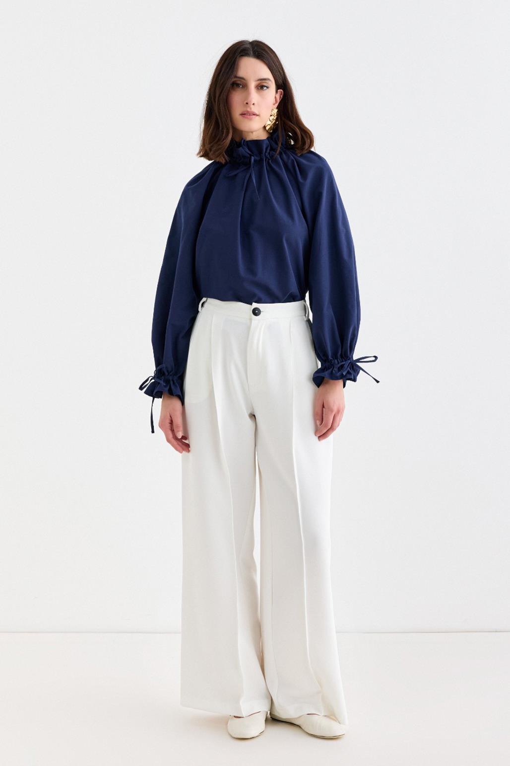 Palazzo Wide Leg Trousers Ecru