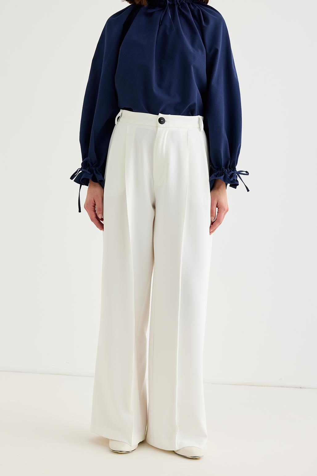 Palazzo Wide Leg Trousers Ecru