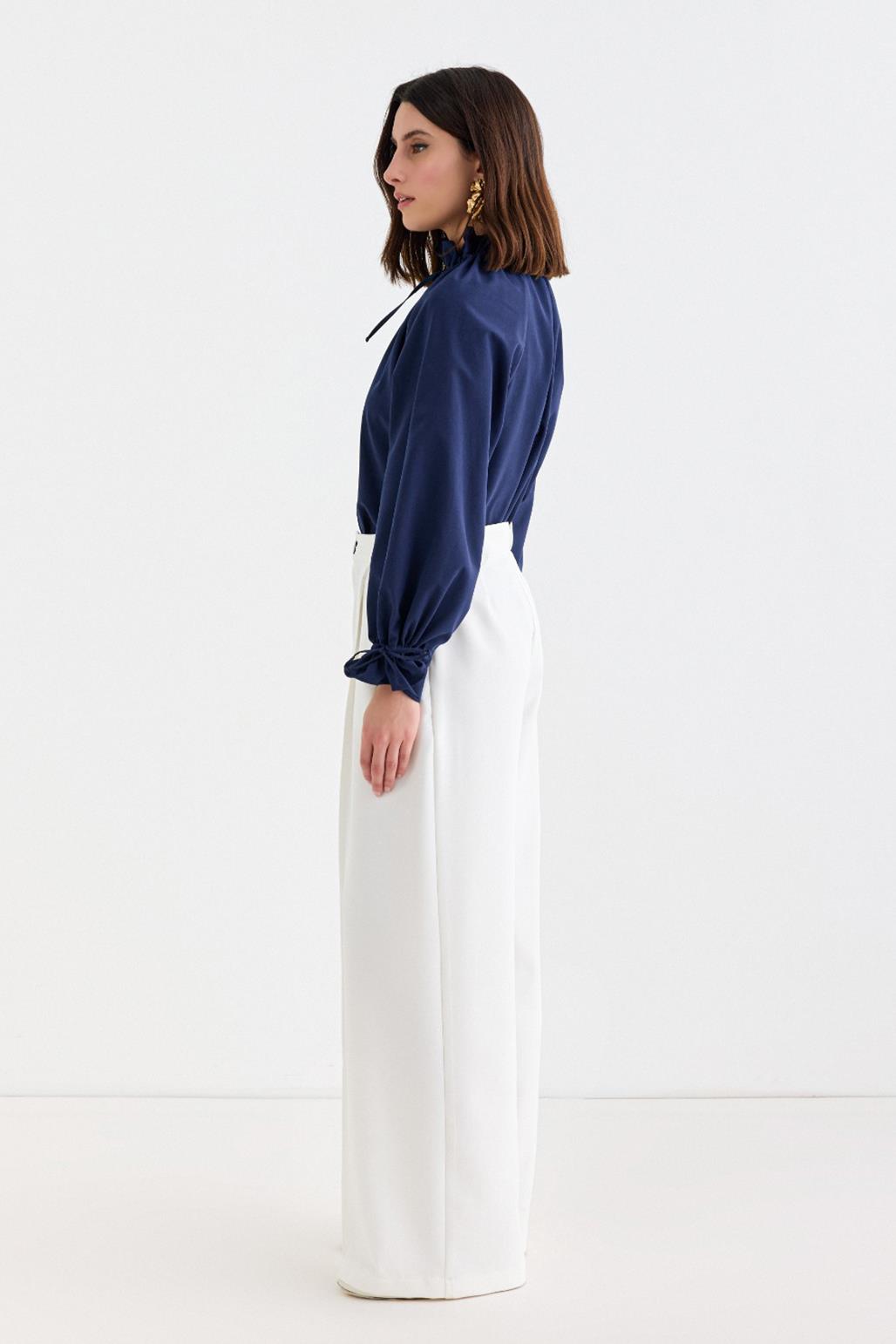 Palazzo Wide Leg Trousers Ecru