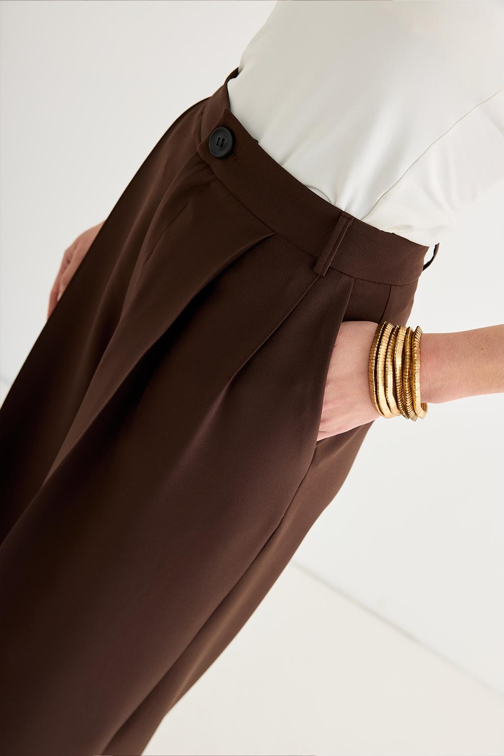 Palazzo Wide Leg Trousers Brown