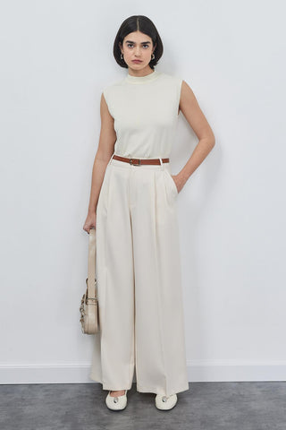 Palazzo Wide Leg Trousers Bone
