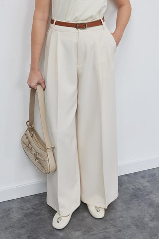 Palazzo Wide Leg Trousers Bone