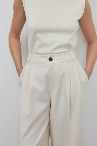 Palazzo Wide Leg Trousers Bone