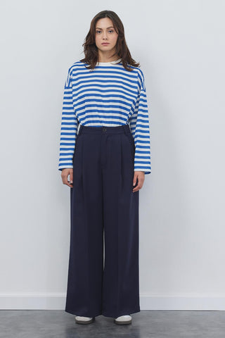 Palazzo Wide Leg Trousers Navy Blue