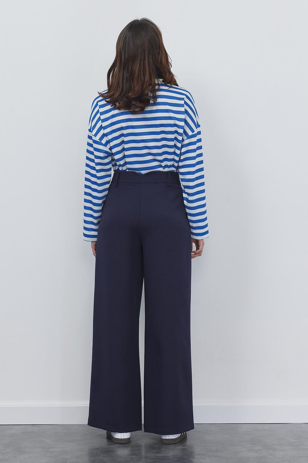 Palazzo Wide Leg Trousers Navy Blue