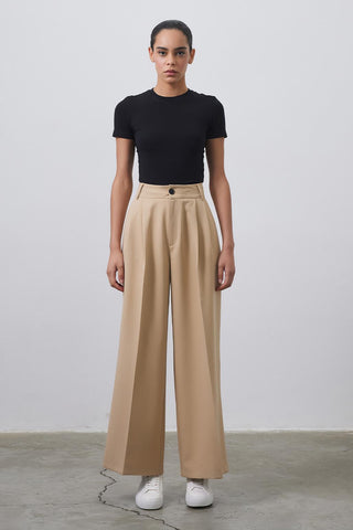 Palazzo Wide Leg Trousers Light Beige