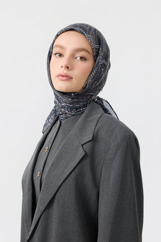 Cotton Square Scarf Bloom Charcoal