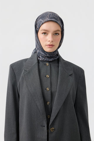 Cotton Square Scarf Bloom Charcoal