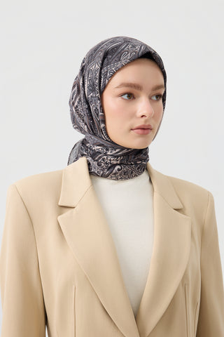 Cotton Square Scarf Bloom Brown