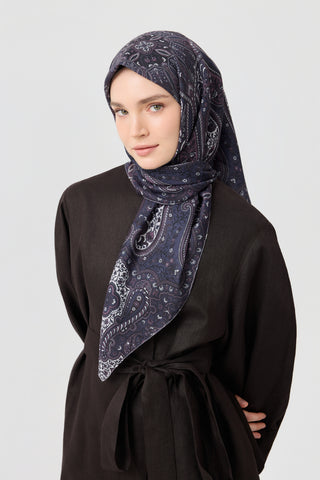 Cotton Square Scarf Bloom Plum