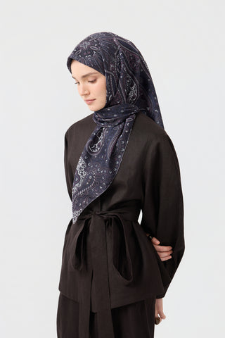 Cotton Square Scarf Bloom Plum