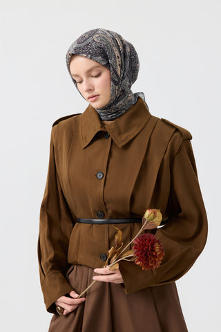 Cotton Square Scarf Garden Dusty Green