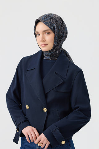 Cotton Square Scarf Garden Black