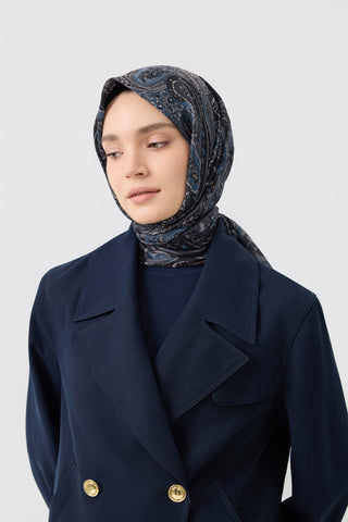 Cotton Square Scarf Garden Black