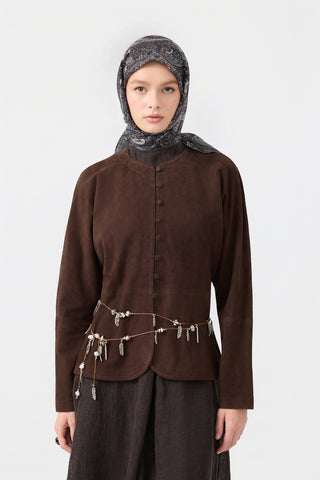 Cotton Square Scarf Garden Soft Brown