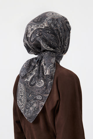 Cotton Square Scarf Garden Soft Brown