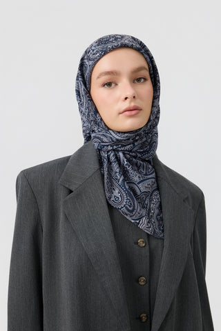 Cotton Square Scarf Magic Navy Blue