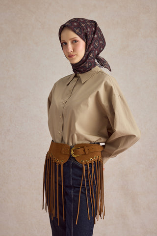 Cotton Scarf Medallion Burgundy