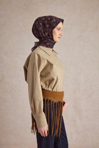 Cotton Scarf Medallion Burgundy