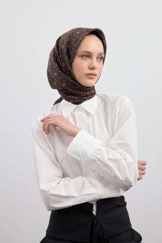 Cotton Scarf Medallion Chocolate Brown
