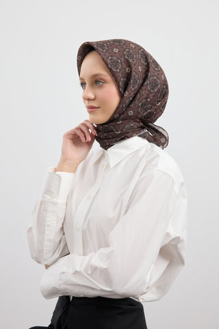 Cotton Scarf Medallion Chocolate Brown
