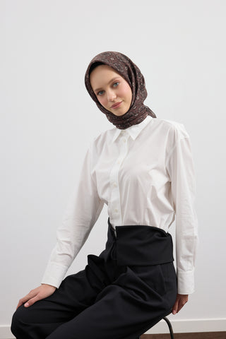 Cotton Scarf Medallion Chocolate Brown