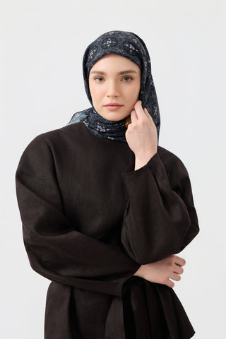 Cotton Square Scarf Medallion Smoke Grey