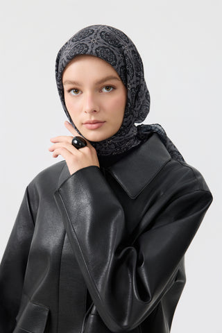 Cotton Square Scarf Medallion Silver