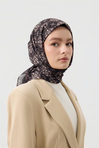 Cotton Square Scarf Medallion Brown