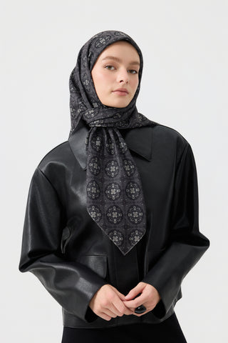 Cotton Square Scarf Medallion Dusty Green