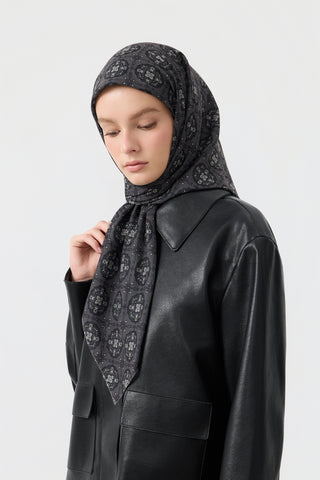 Cotton Square Scarf Medallion Dusty Green