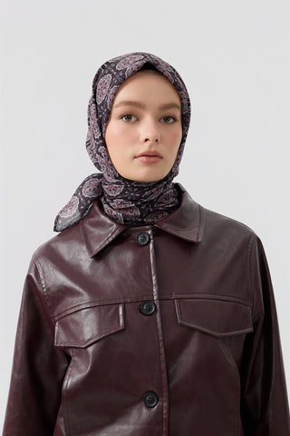 Cotton Square Scarf Medallion Plum Red