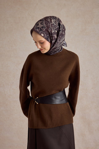 Cotton Scarf Tale Chocolate Brown