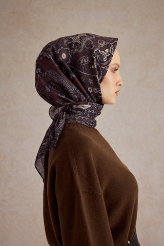 Cotton Scarf Tale Chocolate Brown