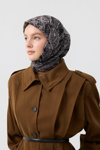 Cotton Square Scarf Tale Smoke Grey