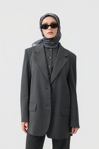 Cotton Square Scarf Tale Silver