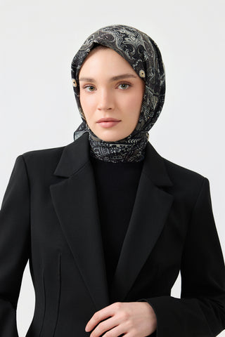 Cotton Square Scarf Tale Khaki Green