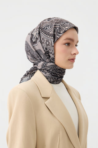 Cotton Square Scarf Tale Brown