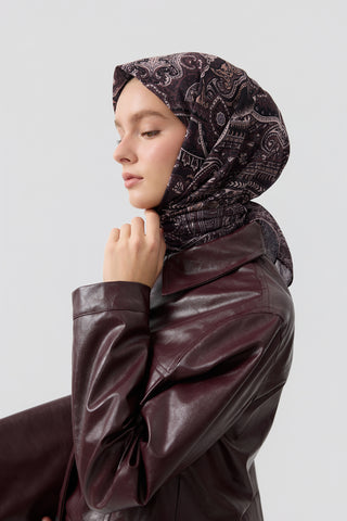 Cotton Square Scarf Tale Plum