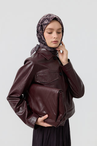 Cotton Square Scarf Tale Plum