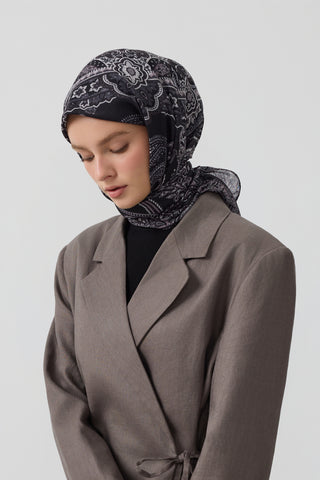 Cotton Square Scarf Tale Black