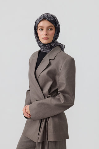 Cotton Square Scarf Tale Black