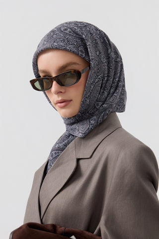 Cotton Square Scarf Timeless Silver